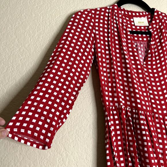 Maeve By Anthropologie Mini Dress Women XXS Gingham Check Coquette Party - Picture 8 of 10